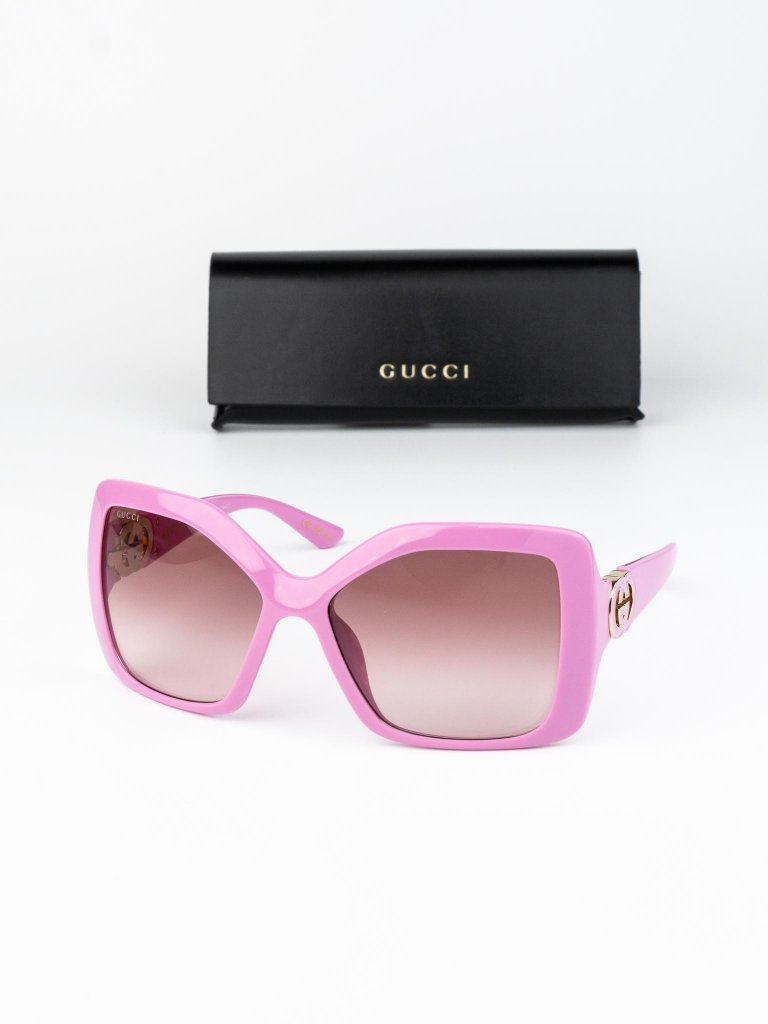 Gucci Women Sunglasses Pink Burgundy Gradient Square Gg2015s 005 New Authentic